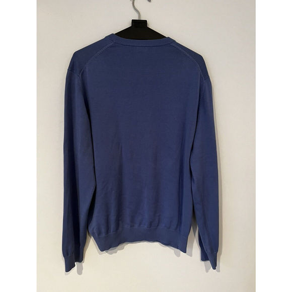 Brooks Brothers Sweater Mens XL Blue Silk Cotton V-Neck Pullover Modern - Picture 5 of 5